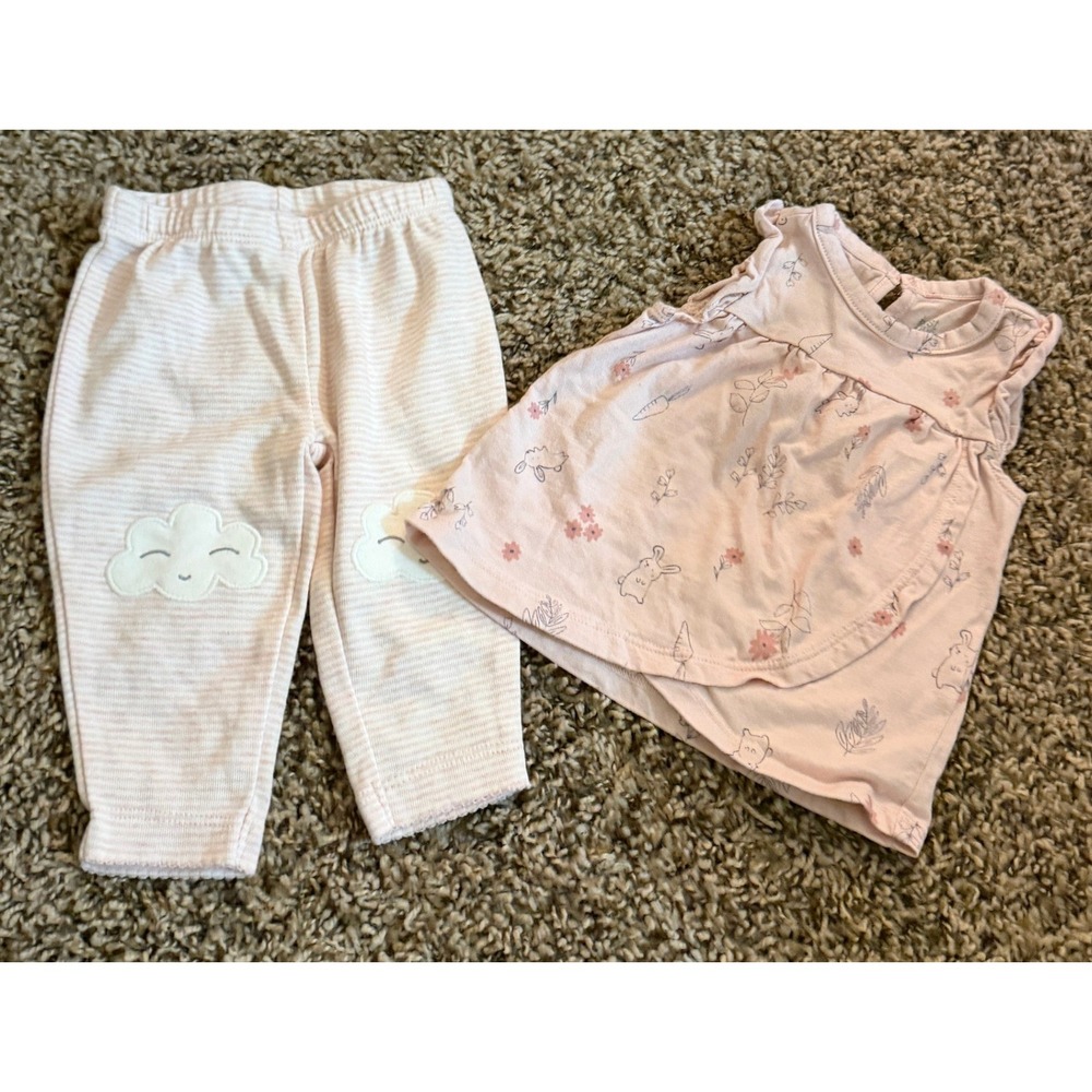 Just One You/Carter's Baby Girl Sleeveless Outfit Top & Cotton Pants 3 Months